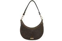 Subtelna mini torebka z miękkim zamszem i złotymi detalami - Beżowa ciemna