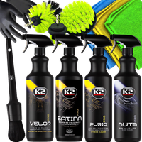 K2 VELOR SATINA PURIO NUTA ZESTAW DETAILINGOWY DO CZYSZCZENIA WNĘTRZA AUTA