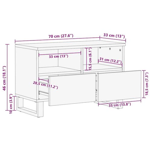 Szafka pod telewizor Brązowy 70 x 33 x 46 cm lite drewno mango na Arena.pl