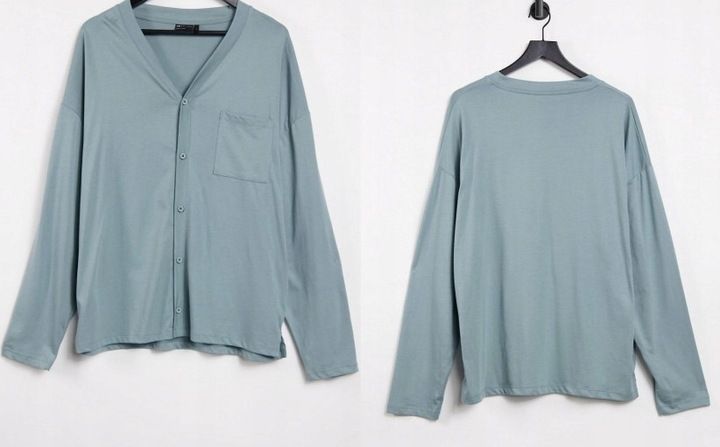 KOSZULKA NA GUZIKI OVERSIZE NIEBIESKA M A05 zdjęcie 1