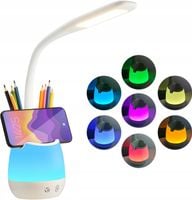 LAMPKA BIURKOWA LED Bezprzewodowa RGB ORGANIZER na Długopisy Kredki Ołówki