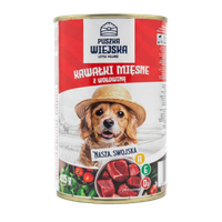 MOKRA KARMA DLA PSA PUSZKA WIEJSKA KAWAŁKI MIĘSA W SOSIE Z WOŁOWINĄ 415G