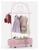 Wieszak dziecięcy na ubrania dla dzieci różowy garderoba z misiem