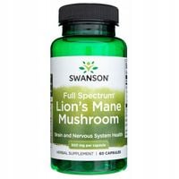 SWANSON LION'S MANE 500 mg Soplówka Jeżowata Odporność Pamięć Stres 60 kaps