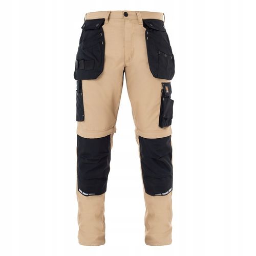 SPODNIE ROBOCZE monterskie męskie 2w1 KRÓTKIE SPODENKI odpinane Khaki na Arena.pl