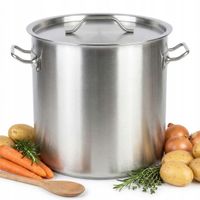 GARNEK STALOWY GAR 26L Z POKRYWKĄ METALOWĄ DO GOTOWANIA SREBRNY 32,5 CM