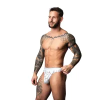 male power soo cumfy thong l/xl biały marmurkowy - komfortowy model