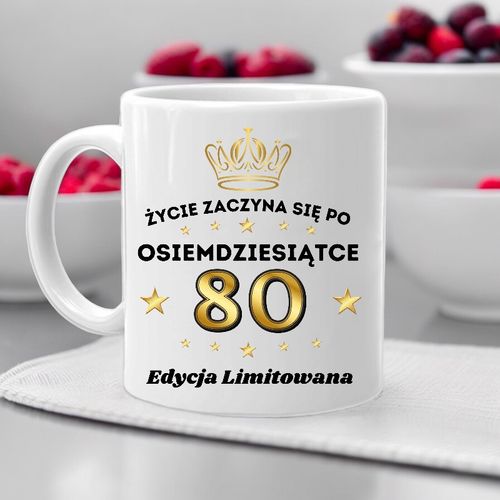Poduszka i kubek prezent na 80 URODZINY zestaw prezentowy w pudełku na Arena.pl
