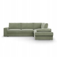 KANAPA NAROŻNIK VELANO JASNY ZIELONY Rogówka Rozkładana z Funkcją Spania