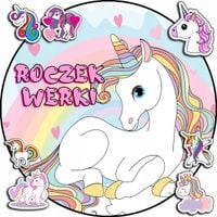 OPŁATEK NA TORT 20CM - JEDNOROŻEC UNICORN + IMIĘ + GRATIS! 15CM 18CM