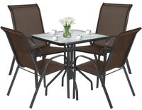 Stół kwadrat ISLAND 70cm + 4x Krzesło SOFIA brąz