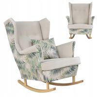 Fotel uszak Ari Print Duo bujany skandynawski Family Meble beż liście