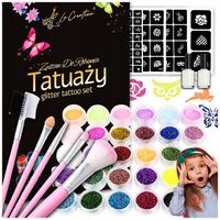 DUŻY ZESTAW DO ROBIENIA TATUAŻY SZABLONY TATUAŻE BROKAT ZMYWALNE PREZENT XL