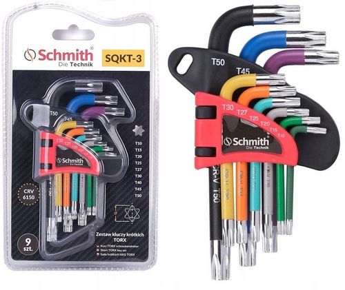 KLUCZE IMBUSOWE TORX KRÓTKIE IMBUS T10-T50 ZESTAW 9szt Z OTWOREM na Arena.pl