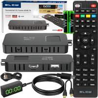 DEKODER TUNER TV DVB-T2 HEVC H.265 FULL HD MINI STICK PILOT SENIOR ZESTAW