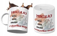 Dla Mikołaja Zestaw Kubek + Skarbonka Na Prezent Z Nadrukiem Ze Zdjęciem