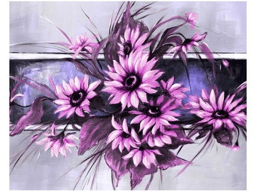 40X50CM SŁONECZNIKI FIOLECIE OBRAZ na Arena.pl