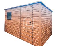 Schowek Domek Ogrodowy 3,5x2m Drzwi Okno Ciemny orzech spad w tył PLG148