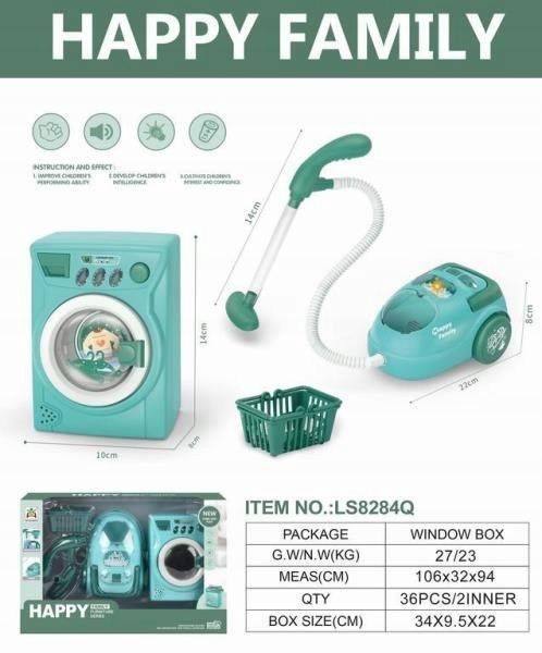 AGD Odkurzacz + pralka+ Akcesoria Happy Family zdjęcie 3