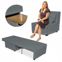 Fotel rozkładany funkcja spania KIMO pojemnik na pościel szary