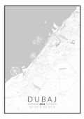 Dubaj mapa czarno biała - plakat 42x59,4 cm