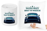 Dla Brata Zestaw Poduszka + Skarbonka Prezent Z Nadrukiem Ze Zdjęciem