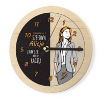 Drewniany ZEGAR na PREZENT dla SZEFOWEJ DEDYKACJA