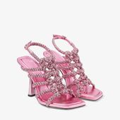 JIMMY CHOO Sandały Izobel 100 Candy Pink Metallic Lurex Sandals R-43