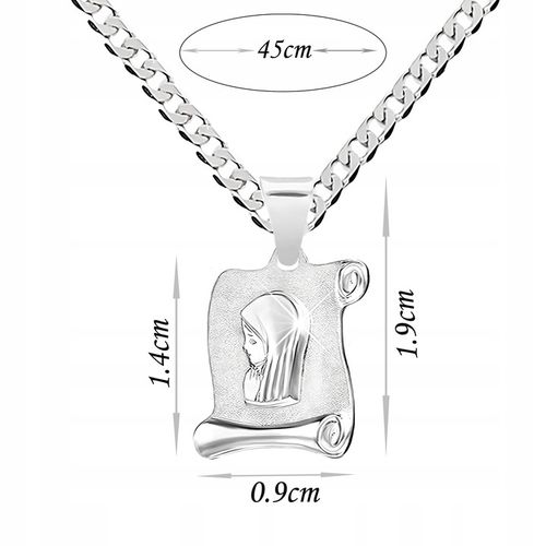 Medalik Matka Boska i łańcuszek srebrny 45 cm Komunia Chrzest dla dziecka na Arena.pl