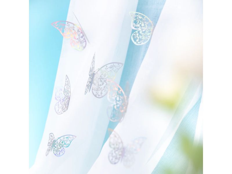 Naklejki na ścianę 3D, Motyle, koronkowe holograficzne srebrne, 12 szt. zdjęcie 2