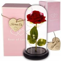 WIECZNA RÓŻA W SZKLE Z GRAWEREM KOCHAM CIĘ PREZENT NA WALENTYNKI DLA NIEJ