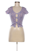 MONKL Niebieski T-shirt w drobne kwiaty Rozmiar XS