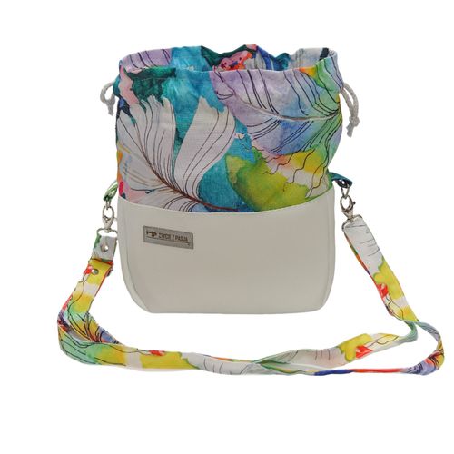 Torebka Sakiewka Biała z Motywem Kolorowych Liści – Handmade na Arena.pl