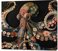 Obraz 100x90cm Ośmiornica W Czerni