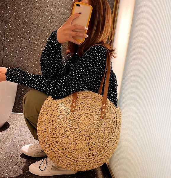 Klasyczna Torebka Torba Okrągła Słomiana Na Zakupy zdjęcie 14