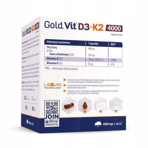 OLIMP GOLD VIT D3+K2 120kaps 4000iu WITAMINA D3 WITAMINY na Arena.pl