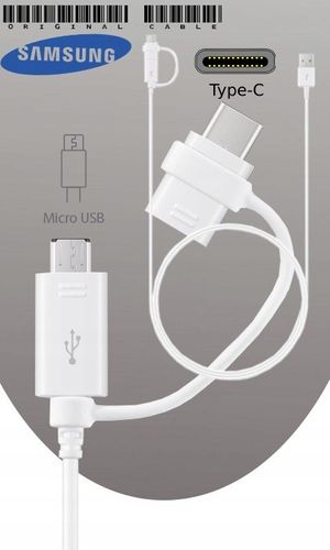 Oryg. Kabel Samsung COMBO Typ C micro USB biały na Arena.pl