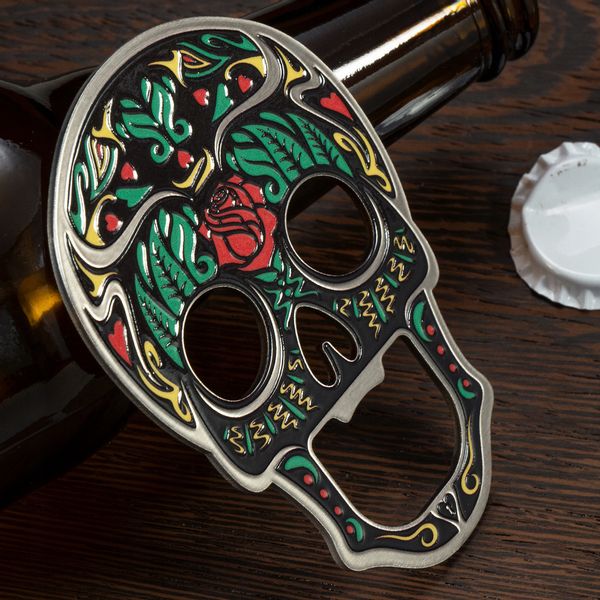 OTWIERACZ DO BUTELEK PIWA KAPSLI CZASZKA METALOWY zdjęcie 5