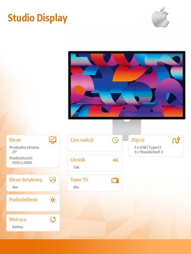 Monitor LED 27" Apple Studio Display 27" 5K Regulacja pochylenia na Arena.pl