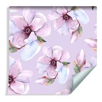 Tapeta Piękne Kwiaty Liście Malowane Akwarelą Modny Wzór