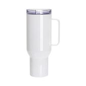 Kubek podróżny ze stali nierdzewnej 1200 ml z pokrywką i słomką do sublimacji - biały