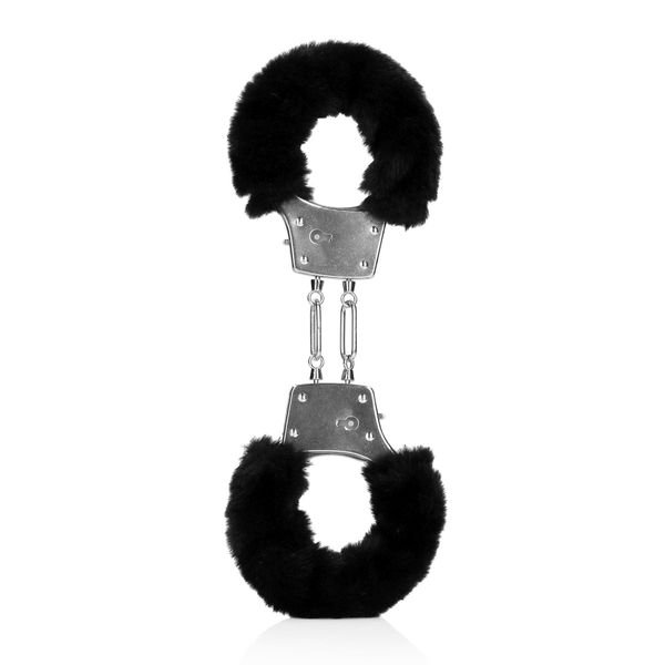 Furry Metal Hand Cuffs - Black zdjęcie 1