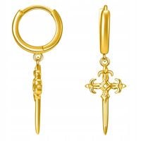 KOLCZYKI ZŁOTE MĘSKIE WISZĄCE, KOLCZYKI SREBRO , KOLCZYKI KRZYŻE GOTYCKIE