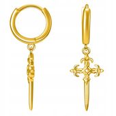 KOLCZYKI ZŁOTE MĘSKIE WISZĄCE, KOLCZYKI SREBRO , KOLCZYKI KRZYŻE GOTYCKIE