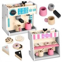 DREWNIANY EKSPRES DO KAWY KAWIARNIA CUKIERNIA FILIŻANKI ZABAWKA 2W1