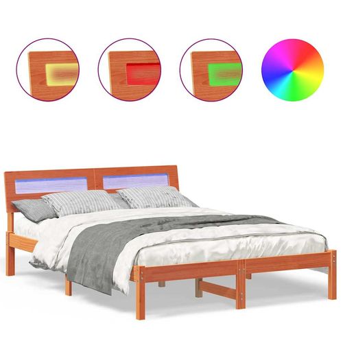 Ramka łóżka Woskowy brąz 140 x 190 cm Lite drewno sosnowe na Arena.pl