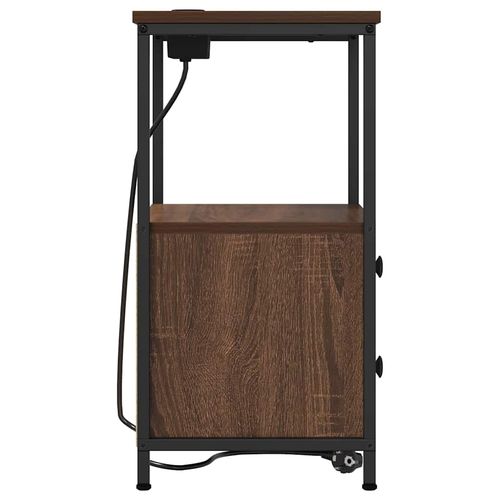 Nocna szafka z stacją ładującą z szufladą 2 pcs Brązowy dąb na Arena.pl