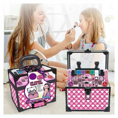 KUFEREK KOSMETYCZKA DLA DZIEWCZYNKI CIENIE LAKIERY TIPSY SZMINKA +BIŻUTERIA na Arena.pl
