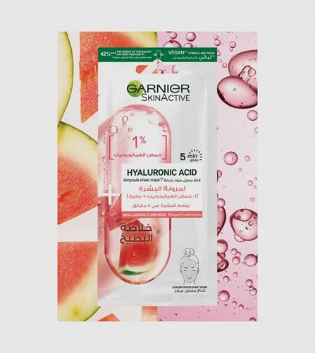 Garnier Skin Active Maska Do Twarzy, 1% Kwasu Hialuronowego I Arbuz na Arena.pl