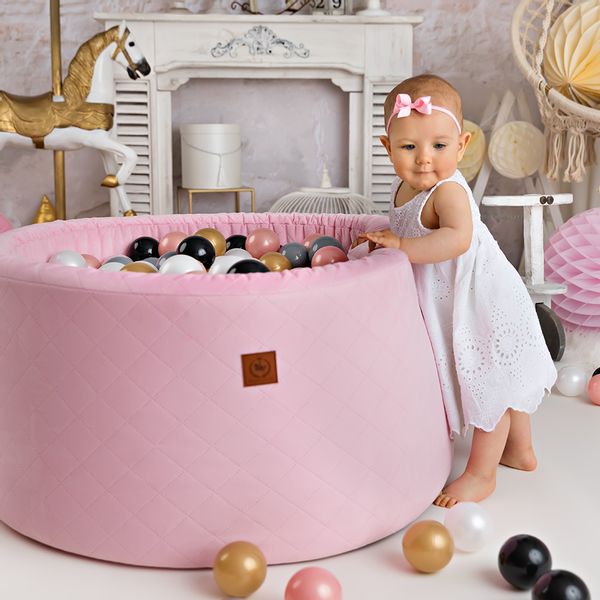 Basen z kulkami szary pikowany velvet zdjęcie 1